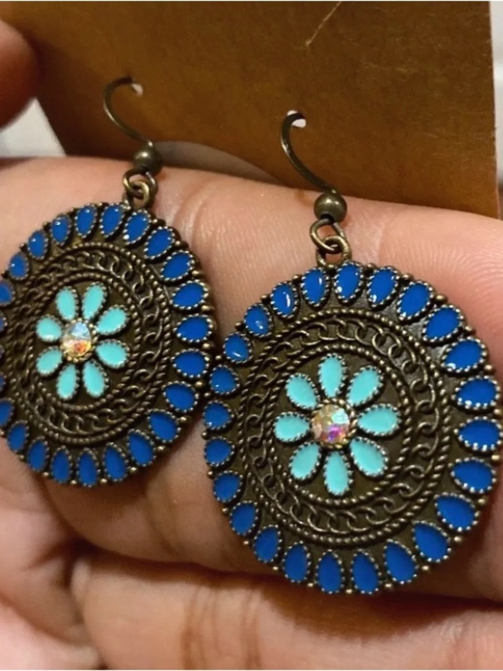 Bohemian Blue & Turquoise Floral Drop Earrings - Women's Jewelry